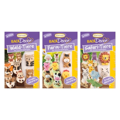 15 St. Zucker-Tiere, Wald, Farm & Safari sortiert 