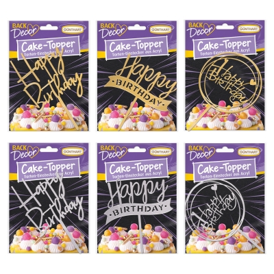 50 St. Cake Topper aus Acryl, sortiert 