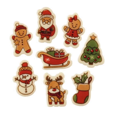 128 St. Weihnachtsmotive, weiße Schokolade, sortiert 