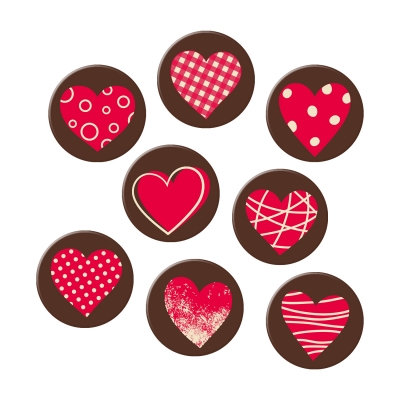 160 St. Aufleger Herzen, weiße Schokolade, sortiert 