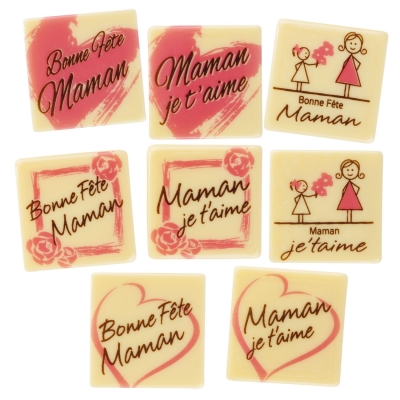 72 St. Quadrate  Zum Muttertag , weiße Schokolade, sort., Französisch 